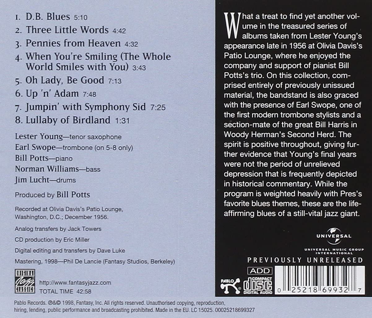 Lester Young - In Washington D.C. 1956 - USED CD