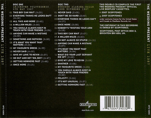 USED 2CD - The Wedding Present – Live 1987