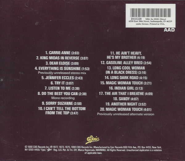 USED CD - The Hollies – Epic Anthology: From The Original Master Tapes