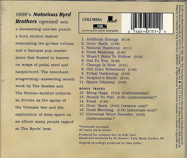 USED CD - The Byrds – The Notorious Byrd Brothers