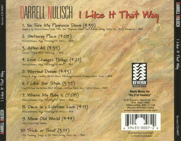 Darrell Nulisch – I Like It That Way - USED CD