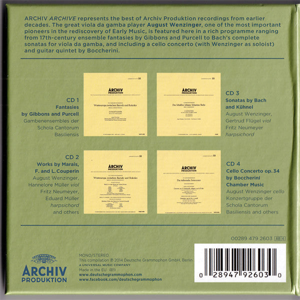 USED 4CD - Schola Cantorum Basiliensis, August Wenzinger – Music For Viola Da Gamba