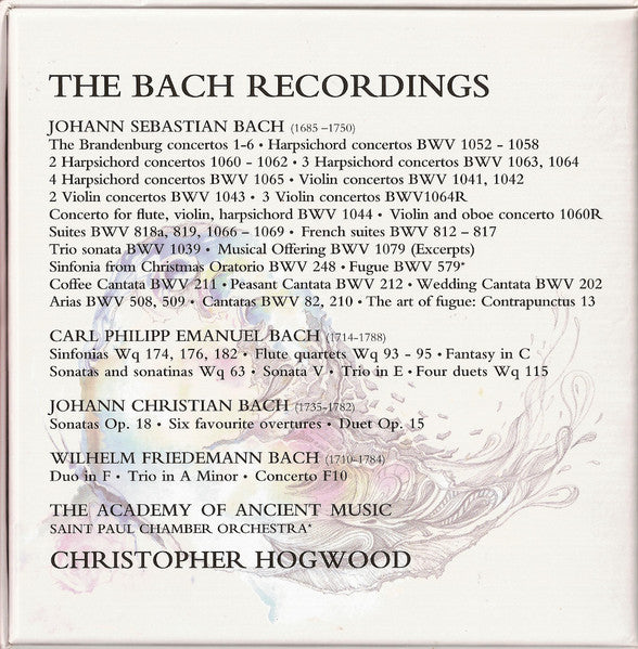 USED 20CD - The Academy Of Ancient Music, Christopher Hogwood – The Bach Recordings