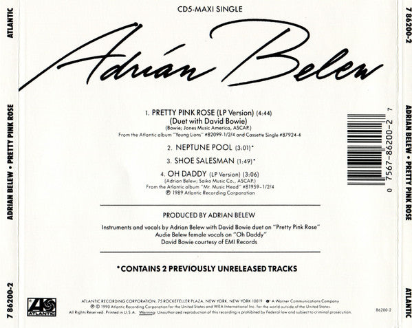 USED CD MAXI-SINGLE - Adrian Belew Duet With David Bowie – Pretty Pink Rose