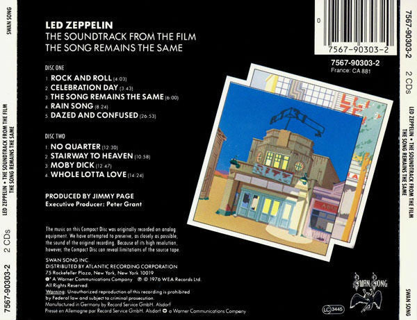 USED 2CD - Led Zeppelin – The Soundtrack From The Film The Song Remains The Same