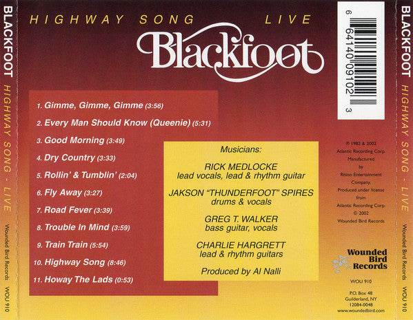 USED CD - Blackfoot – Highway Song Live