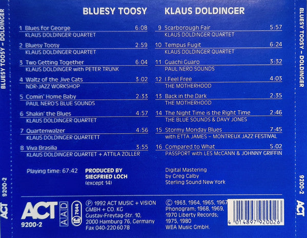 USED CD - Klaus Doldinger – Bluesy Toosy