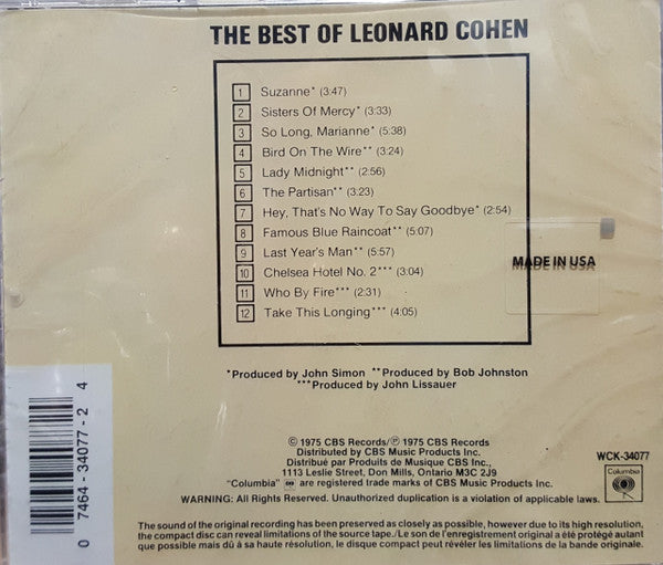 USED CD - Leonard Cohen – The Best Of Leonard Cohen