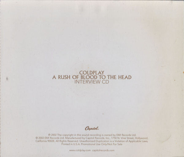 USED CD - Coldplay – Interview CD - A Rush Of Blood To The Head