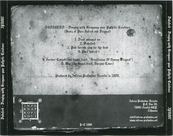 USED CD - Dødsferd – Denying With Arrogance Your Pathetic Existence (Years Of Pure Hatred And Disgust)