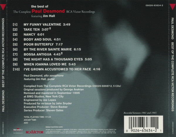 USED CD - Paul Desmond Featuring Jim Hall – The Best Of The Complete Paul Desmond RCA Victor Recordings