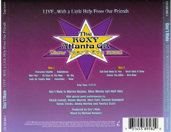 USED 2CD - Gov't Mule – Live...With A Little Help From Our Friends
