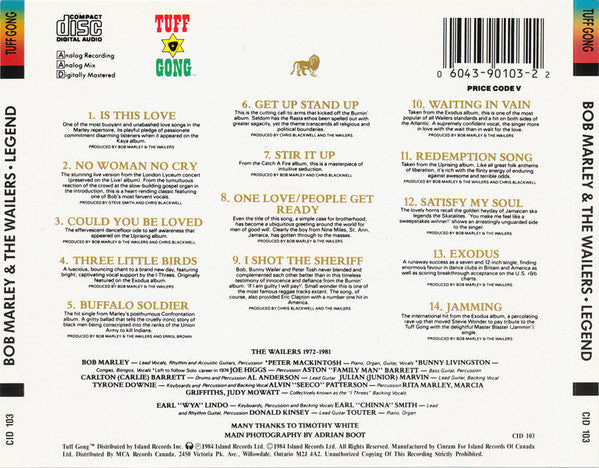 USED CD - Bob Marley And The Wailers – Legend (The Best Of Bob Marley And The Wailers)