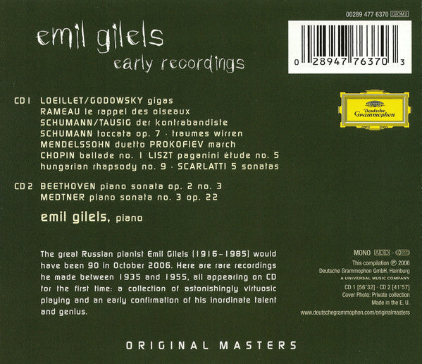 USED 2CD - Emil Gilels – Early Recordings