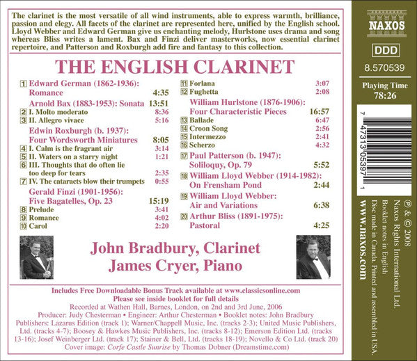 USED CD - John Bradbury, James Cryer – The English Clarinet