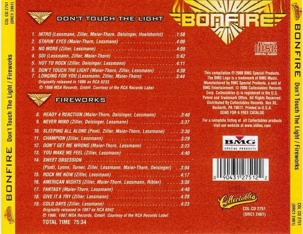 USED CD - Bonfire – Don't Touch The Light / Fireworks