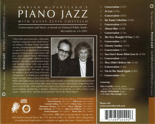 USED CD - Elvis Costello, Marian McPartland – Marian McPartland's Piano Jazz Radio Broadcast