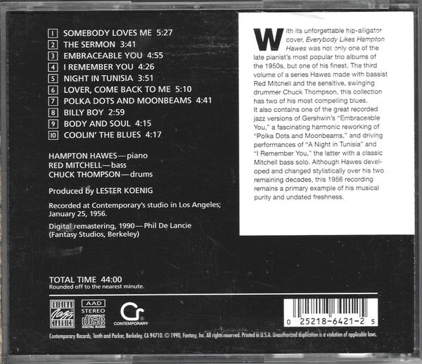 USED CD - Hampton Hawes – Everybody Likes Hampton Hawes, Vol. 3: The Trio