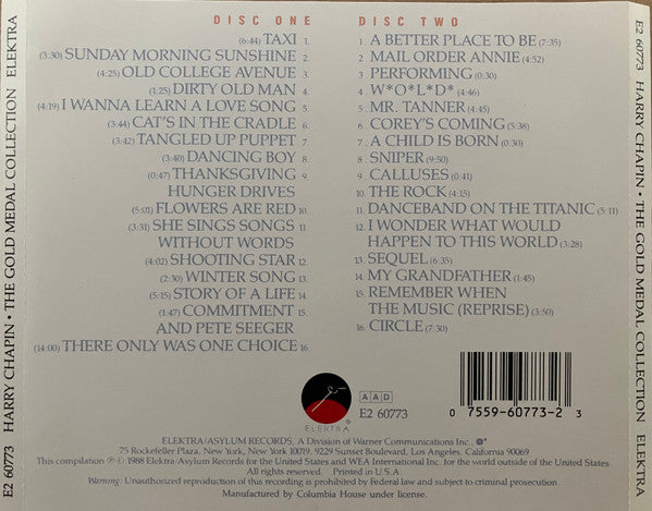 USED 2CD - Harry Chapin – The Gold Medal Collection