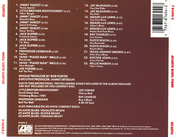USED CD - Various – Atlantic Blues: Piano
