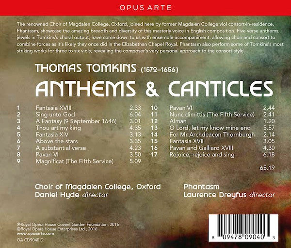 USED CD - Thomas Tomkins, Choir Of Magdalen College, Oxford, Phantasm, Laurence Dreyfus, Daniel Hyde – Anthems & Canticles