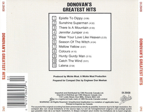 USED CD - Donovan – Donovan's Greatest Hits