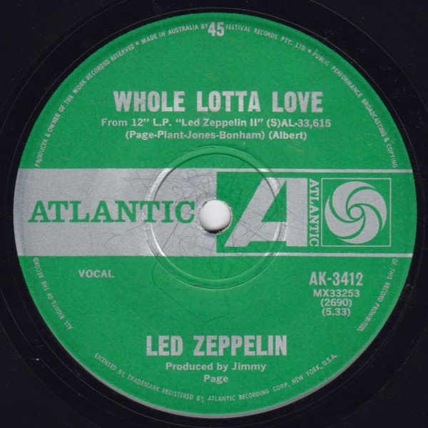 LED ZEPPELIN - Whole Lotta Love 7" Single (VG/GEN) Vinyl