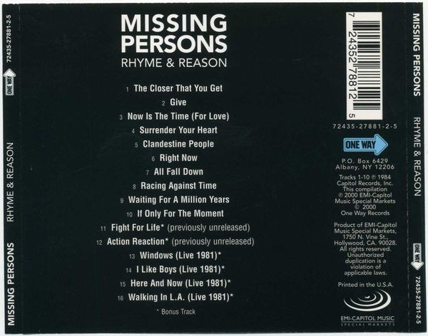 USED CD - Missing Persons – Rhyme & Reason