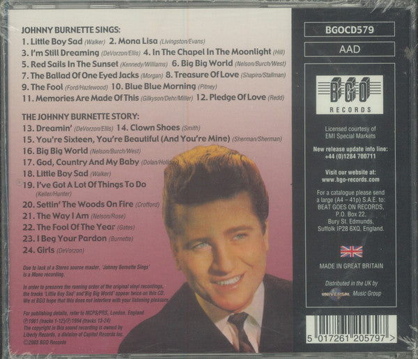 Johnny Burnette – Johnny Burnette Sings/The Johnny Burnette Story - USED CD