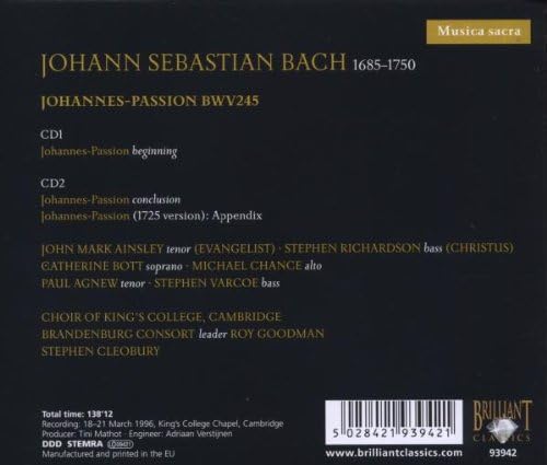 USED 2CD - Bach - Musica Sacra: Johannes Passion