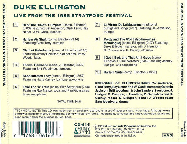 USED CD - Duke Ellington – Live At The 1956 Stratford Festival