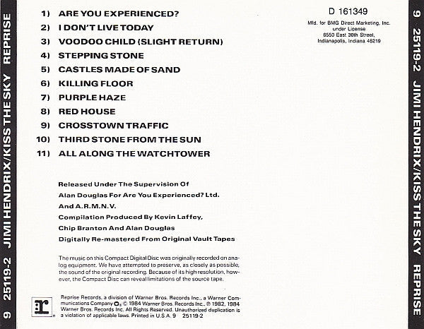 USED CD - Jimi Hendrix – Kiss The Sky