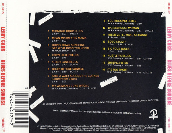 USED CD - Leroy Carr – Blues Before Sunrise