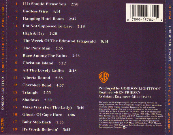 USED CD - Gordon Lightfoot – Gord's Gold Volume II