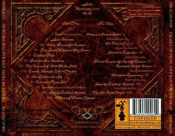 USED 2CD - Cradle Of Filth – Live Bait For The Dead