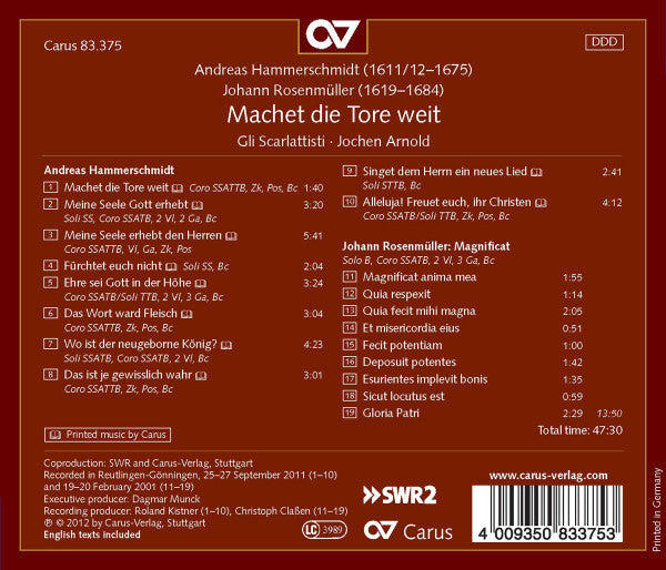 USED CD - Andreas Hammerschmidt - Gli Scarlattisti • Jochen Arnold – Machet Die Tore Weit