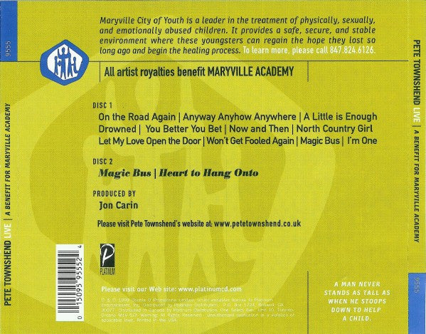 USED 2CD - Pete Townshend – Live - A Benefit For Maryville Academy