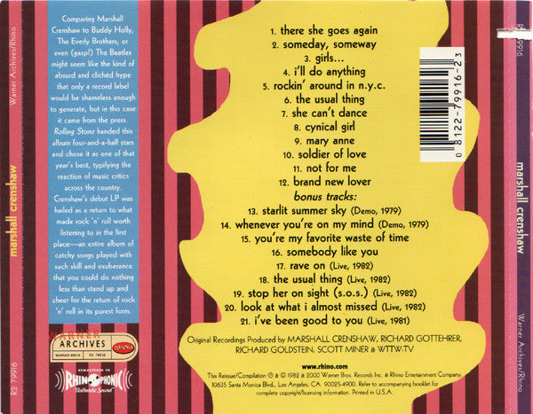 USED CD - Marshall Crenshaw – Marshall Crenshaw