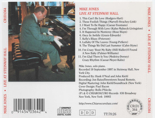 USED CD - Mike Jones – Live At Steinway Hall