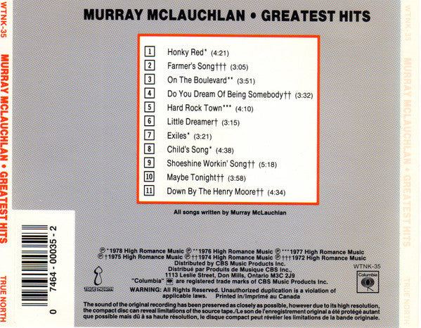 USED CD - Murray McLauchlan – Greatest Hits