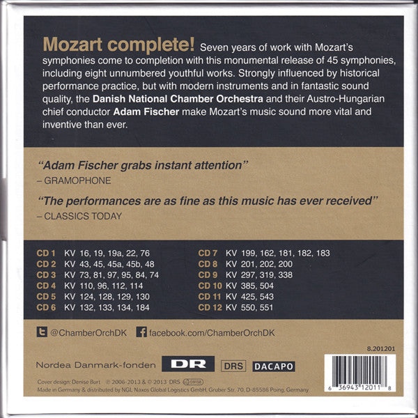 USED 12CD - W.A.Mozart - Adam Fischer, Danish National Chamber Orchestra – 45 Symphonies