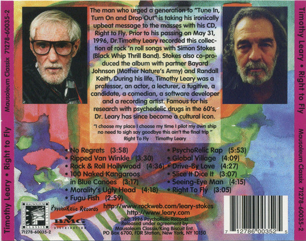 USED CD - Timothy Leary & Simon Stokes – Right To Fly
