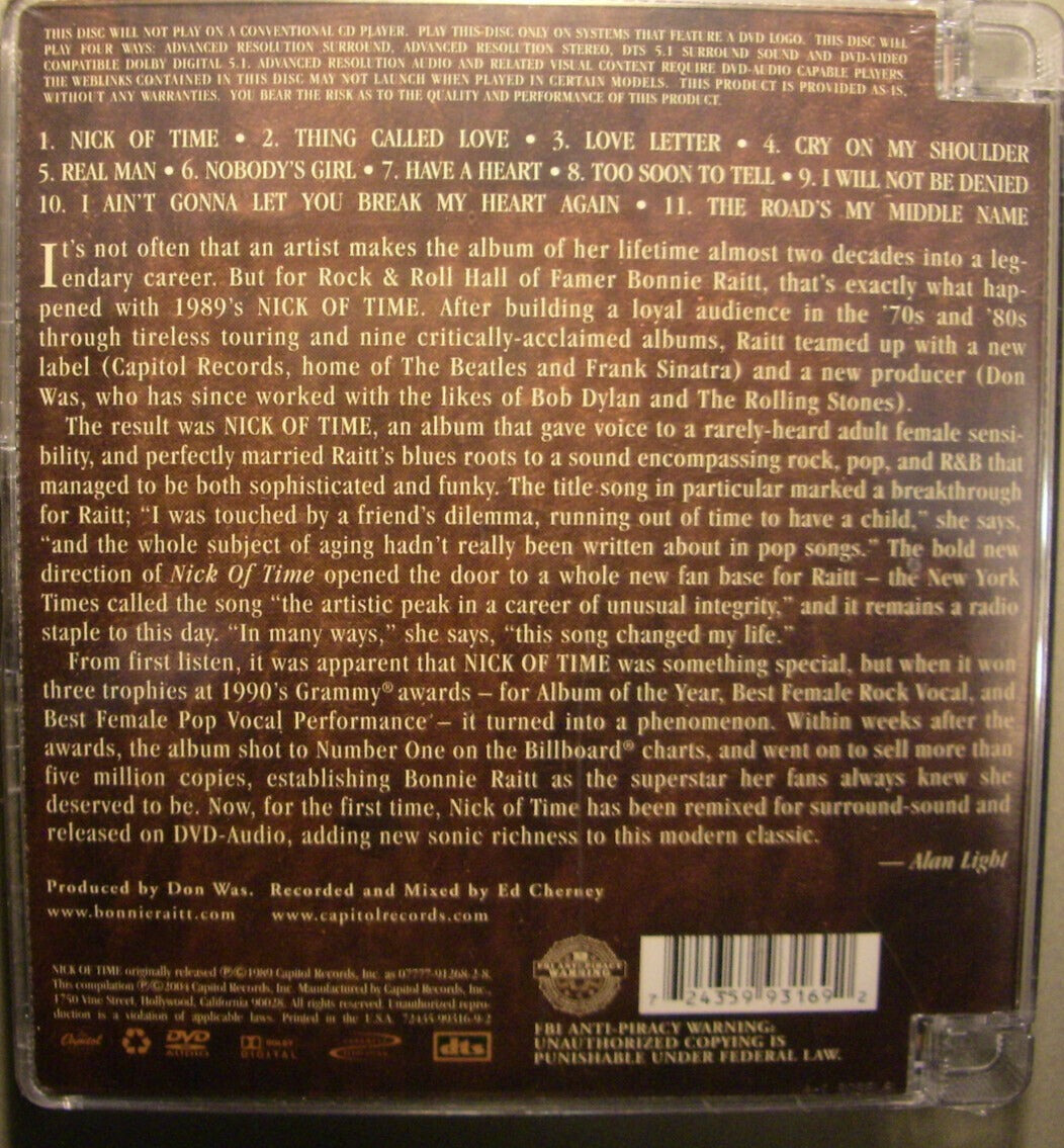 USED DVD AUDIO - Bonnie Raitt – Nick Of Time