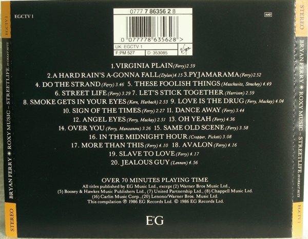 USED CD - Bryan Ferry / Roxy Music – Street Life - 20 Great Hits