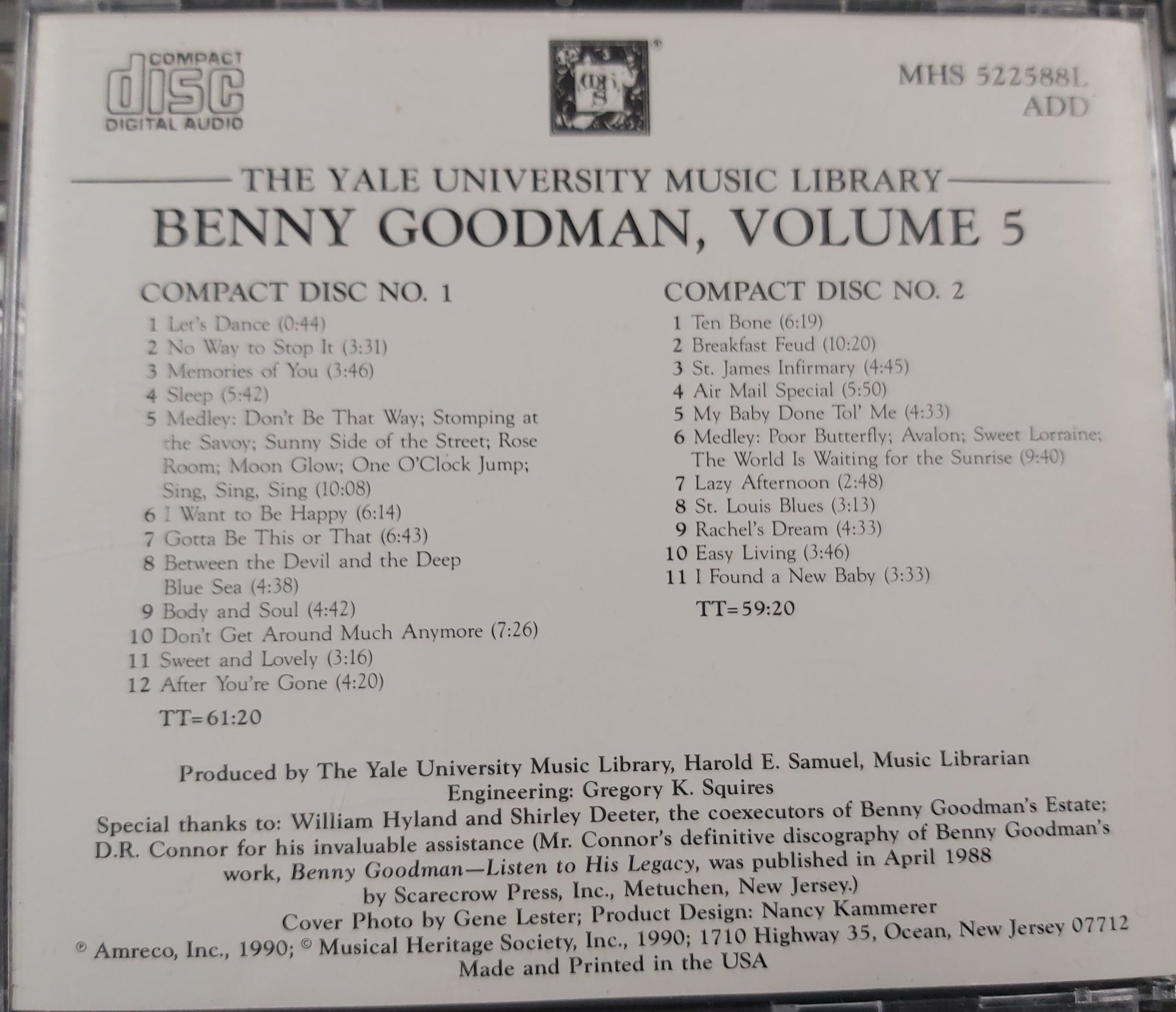 USED 2CD - Benny Goodman Featuring Bobby Hackett, Red Norvo, Flip Phillips, Bill Harris – The Yale University Music Library - Benny Goodman - Volume 5 - Never Before Released Recordings From Benny Goodman's Private Collection