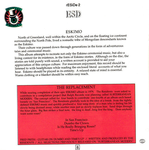 USED CD - The Residents – Eskimo (Classic Series)
