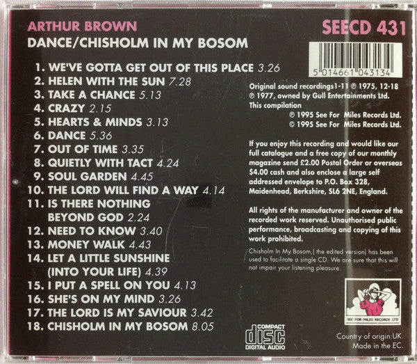USED CD - Arthur Brown – Dance / Chisholm in my Bosom
