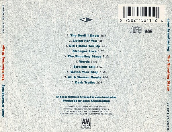USED CD - Joan Armatrading – The Shouting Stage