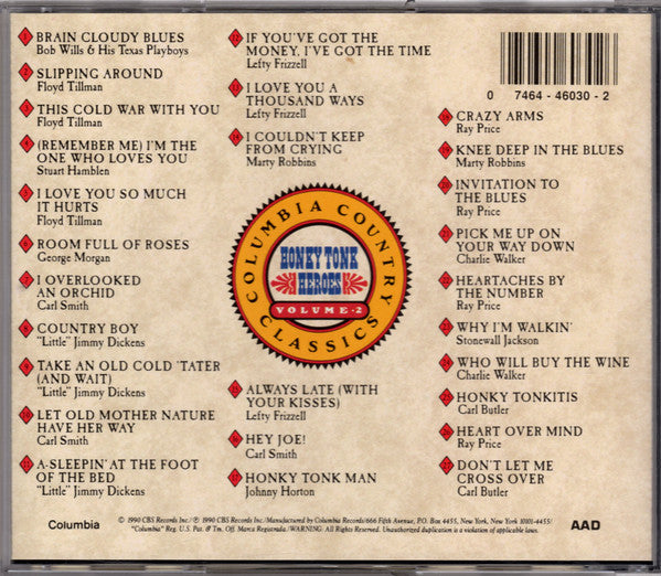 Various – Honky Tonk Heroes - USED CD