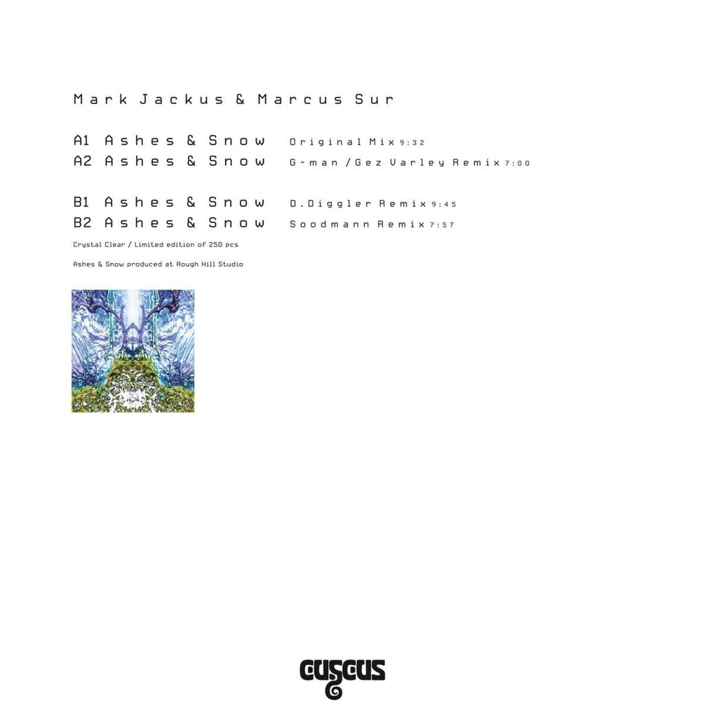 Mark Jackus, Marcus Sur - (PRESALE 08/13/26) Ashes & Snow (BLUE VINYL 12" CusCus Limited CCLDT001) | NEW Mint (M) Mint (M)